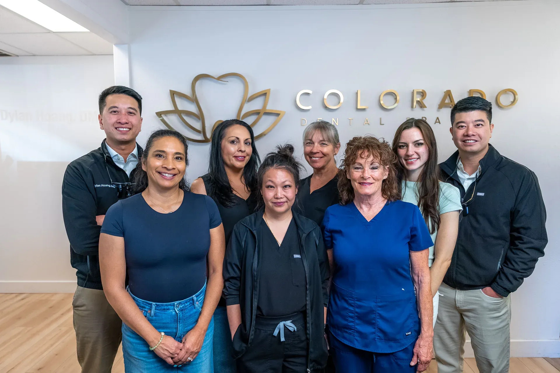 The Colorado Dental Spa team in the reception area of their Golden, CO practice